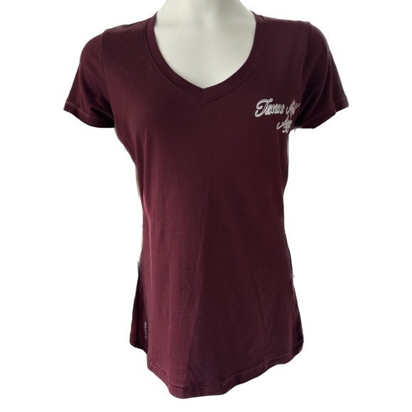 Champion Texas A&M University Women's Vapor Soft V Neck Short Sleeve T-shirt M - Picture 1 of 7